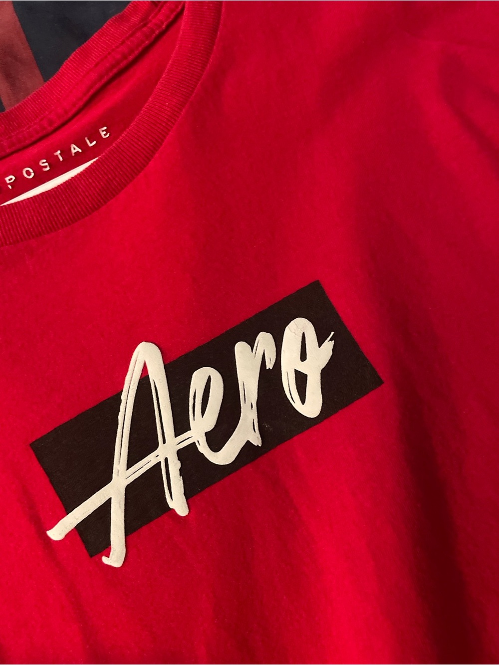 Aeropostale Red Tee with Black Block and White Script Logo